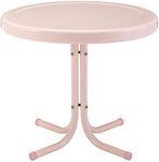 Crosley Furniture Griffith Weather Resistant Retro Metal Outdoor Side Table for Patio, Deck, Porch, Pink