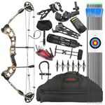 Compound Bow Kit for Adult and Beginner,Hunting Bow Archery Set with Alll Accessory,Draw Weight 30-55 Lbs, Right & Left Hand for Hunting Fishing Target Shooting (Left Handed, Camo)