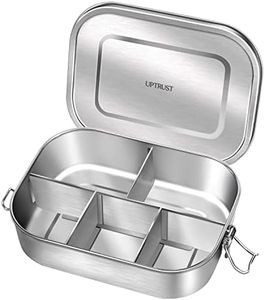 UPTRUST Stainless Steel Bento Lunch Food Box Container, 5-Compartment Large 1400ML Metal Bento Lunch Box Container for Kids or Adults with Lockable Clips to Leak Proof