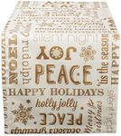 DII Holiday Dining Table Linen Metallic Fabric Kitchen Décor, Christmas Table Runner, 14x72, Gold Holiday Collage