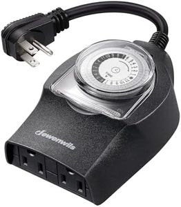 DEWENWILS 1 Pack Mechanical Light Timer for Outdoor Lighting, 24-Hour Plug in Timers, Heavy Duty Programmable Timer Switch with 2 Grounded Outlets for Holiday String Lights, 15A 1/2HP UL Listed