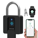 Fingerprint Padlock with Key Backup, Dhiedas Padlock with Key Fingerprint Bluetooth, Gate Lock for Outdoor Fence, Waterproof Heavy Duty Outdoor Padlock for Gate, Warehouse, Gym, School, Fence