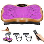 EVOLAND Vibration Plate Exercise Machine, Vibration Fitness Trainer with Bluetooth Speaker 5 Program Modes 2 Resistance Bands, Home Exercise Equipment for Fitness Body Toning-Purple