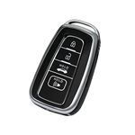 for Toyota Key Fob Cover Premium Soft TPU Car Key Case Full Protection Key Holder Fit for 2018-2022 Toyota RAV4 Camry Corolla Avalon C-HR Prius GT86 Highlander Car Smart Key Accessories, Black