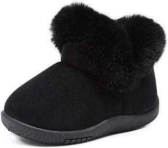 KEESKY Boots for Baby Boys Black Suede Fur Lined Warm Winter Shoes Size 6 M Toddler