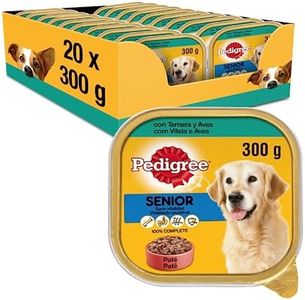 Pedigree Comida Húmeda para Perros Senior, Sabor Ternera y Aves en Paté (Pack de 20 Tarrinas x 300g)