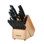 Farberware Edgekeeper 16-Piece Triple Rivet Block Set with Built in Knife Sharpener, Black