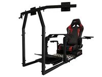 GTR Simulator - Model GTA-Pro Racing Simulator (Black) Home Workstation Racing Cockpit with Real Racing Seat (Black/Red) and Racing Rig Control Mounts for Driving and Flight Simulator Gaming
