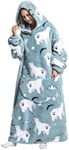 Lengthen Hoodie Blanket,Oversized Ultra Soft Warm Wearable Hooded Blanket Sweatshirt,One Size Fits All Adults Men Women