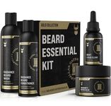 Beard Growth Kit for Men by The Beard Struggle - Essential Beard Kit includes Beard Balm, Beard Oil, Beard Wash & Beard Conditioner - Beard Grooming Kit for Men - Gold Collection - Valhalla's Gates