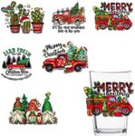 HANSAMU 6 Sheet Christmas UV DTF Cup Wrap Transfer Stickers for Glass, 16oz Cup Wraps Santa Christmas Car Trees Printed Decals Waterproof Rub on Transfers for Crafting