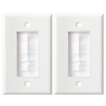 Single Brush Wall Plate(White/2Pack),Cable Pass Through Insert for Wires,Brush Bristles Style Strap Opening Port Insert Socket,Works Great with Speaker Coaxial HDMI Network or Phone Cables