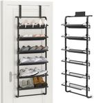 BUKFEN 6 Tier Adjustable Heavy Duty Metal Shoe Rack, Door Hanging and Wall Mount Organizer for Closet, Bedroom, Entryway, Laundry, Apartment, Small Spaces, Space Saving Solution for Busy Homes