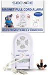 Secure MAG-3 Magnet Pull Cord Alarm for Fall Management and Wandering Prevention - Wheelchair or Chair Caregiver Alert Patient Monitor Elderly Dementia Safety Aid - Batteries Included