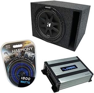 Harmony Audio Kicker Bundle Compatible with Universal Vehicle C12 Comp Single 12" Vented Port Loaded Sub Box with Harmony HA-400.1 Amp & Install Kit