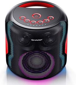 SHARP PS-919(BK) 130W Indoor/Outdoor Waterproof Portable Party Speaker with Built-in Rechargeable Li-ion Battery & Flashing Disco Lights, Bluetooth & TWS – Black