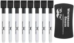 Mr. Pen- Magnetic Dry Erase Markers, 8 Pack with 1 Dry Erase Eraser, Black Dry Erase Markers Magnetic, Dry Erase Markers with Magnet, Dry Erase Magnetic Markers, Dry Erase Pens Fine Tip Dry Erase