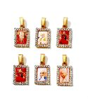 Aish N Bless (Set of 6) Rectangular Shaped GURU JI SWAROOP/Photo Golden Metal Pendants/Lockets/Ornament/Religious Occasion for Neck Chain For Women,Men And Kids (Small Size)