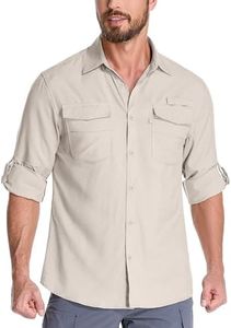 Mens Long Sleeve Sun Protection Shirts UPF 50+ UV Quick Dry Cooling Fishing Shirts for Safari Hiking Travel Camping