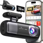 REDTIGER F9 Dash Cam 4K Front and Rear 1080P, Built-in 5.8GHz WiFi and GPS, Dual Dash Camera for Cars with 32GB Card, Loop Recording, Parking Mode, Smart App Control
