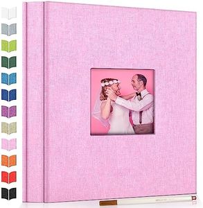 Artfeel Photo Album Self Adhesive Scrapbook Album for 3x5 4x6 5x7 8x10 Pictures,60 Pages Linen Cover with Display Window DIY Photo Book,Ideal Gifts for Family Travel Wedding Baby