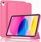 ProElite Smart Case for iPad (A16) 11th/10th Generation (2025/2022) [Auto Sleep/Wake Cover] [Left Side Pencil Holder] [Soft Flexible Case] Recoil Series - Hot Pink