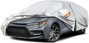 kayme 6 Layers Car Cover Custom Fit for Toyota Corolla Sedan (2000-2021) Waterproof All Weather for Automobiles, Outdoor Full Cover Rain Sun UV Protection with Zipper Cotton/Silver