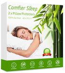 Comfier Sleep Waterproof Pillow Protectors 48x74 Anti Allergy Super Soft Pillow Protectors 2 pack, 100% bamboo Pillow Cases 2 Pack Zipped