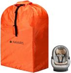 Navaris Baby Car Seat Travel Bag - Waterproof Durable Car Seat Carrier Cover with Address Tag for Airplane - Gate Check Bag with Carry Straps - Air Plane Baby Essentials - Orange