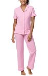 PajamaGram Women's Pajamas So Soft - Pajamas for Women Cotton, Pink, L, 12-14