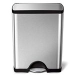 simplehuman 50 Liter / 13.2 Gallon Stainless Steel Rectangular Kitchen Step Trash Can, Brushed Stainless Steel