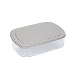 MasterClass Cheese Fridge Storage Box with Lid, Large Airtight Container for Cheese Chunks and Slices with Grey Lid for Fridge and Freezer, 1700ml