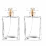 Hunky Dory 2pcs 100ml Empty Clear Glass Delicated Perfume Decant Spray Bottles with Metally Pump and Unique Cap For DIY Perfume, Essential Oils, Rose Water, Travel Use