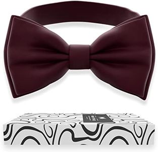 Adam Young Men's Bow Ties Pre-Tied Style Formal Satin Classic Bowtie for Tuxedo Faux Silk, 29 Wine Red, Medium