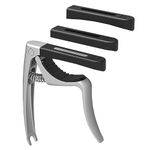 Linrax C3 Guitar Capo, 4 in 1 Capo with Bridge Pin Puller, Capos for Acoustic Guitar Electric Guitar Classical Guitar Bass Ukulele Banjo Mandolin, Detachable Silicone Head, Guitar Accessories, Silver