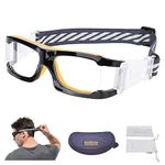 SooGree Basketball Goggles Anti Fog Protective Sports Goggles for Men (black frame orange pad)