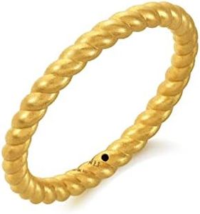 CHOW SANG SANG 999 24K Gold Essence Stackable Cubic Twisted Rope Ring for Women 92309R | Our Size 11 / US 5.25