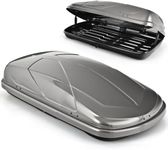 TANGZON Car Roof Box, 400L Waterproof Hard Shell Roof Box with Locking System & Dual Side Opening, Rooftop Cargo Carrier for Luggage, Bags and Camping Gear, Fits Most Cars, Grey