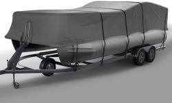Seal Skin Covers Heavy-Duty Pontoon Boat Cover, Waterproof & UV Resistant, Fits 24 to 28ft L & Up to 102” W, Marine-Grade Protection with Secure Straps & Elastic Hem, All Weather Protection