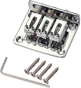 KAIY Adjustable 3 String Guitar Hard-tail Tailpiece Bridge for Cigar Box, Electric Guitar Parts Guitar Replacement Chrome