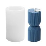 Jeanny Geometric Pillar Candle Mould Candle Making Molds Silicone 3D Striped Cylinder Silicone Mould for Handmade Aromatherapy Candles, Wax, Soaps