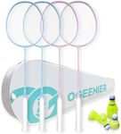 OGEENIER Badminton Rackets Set of 4 for Beginner, Badminton Set with 6 Nylon Shuttlecocks, Lightweight Badminton Racquet for Outdoor Backyard Games