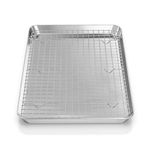 Fire More Jelly Roll Pan with Cooling Rack Set [ Baking Pan + Baking Rack], Stainless Steel Baking Sheet Tray with Wire Rack, Commercial Quality, Rust Proof & Nonstick, Size 15.94 x 12 x 1 Inch