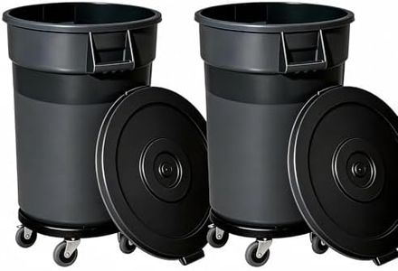 KRYOVAE 32 Gallon Outdoor Trash Can with Lid and Wheels, Heavy-Duty Rolling Trash Can with Sturdy Handle and Removable Wheels for Backyard, Patio, Deck, Recycling