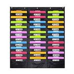 IGNPION 30 Pockets Hanging File Organizer Over Door Storage Pocket Chart Cascading Wall Organizer Hanging Literature Magazine Paper Holder wth 5 Hooks for Home Office School