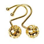 Chictie 12Pcs Gold Shower Curtain Rings Hooks Decorative Hollow Ball Design Metal Curtain Rod Hangers Pothook 100% Rustproof for Bathroom