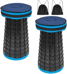 FXKS 2 Pack Upgraded XXL 19.7" Collapsible Stool Height 1000lbs Max Weight Portable Telescoping Seat with Cushion and Storage Bag,Retractable Folding Chair for Camping Hiking Outdoor BBQ-Blue
