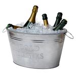 DANIEL JAMES Galvanised Steel Drinks Bucket - Metal Beverage Tub with Carry Handles - Large Ice Bucket for Indoor Outdoor Garden Party - Drink Cooler for Cans, Champagne, Wine & Beer Bottles - Silver