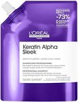 L'Oréal Professionnel Keratin Alpha Sleek Anti-frizz Shampoo, 2 week frizz control & smoothing*, volume control, hydration, instant smoothness & shine for frizzy hair, 500ml Refill