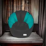 RnS Rest 'n' Sleep Mudda Bean Bag Cover, Faux Leatherette Mudda Chair Without Beans, Cover Only (3XL) (Turquoise/Dark Gray)